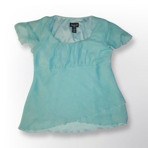 BIYAYCDA sheer flowey turquoise top size L